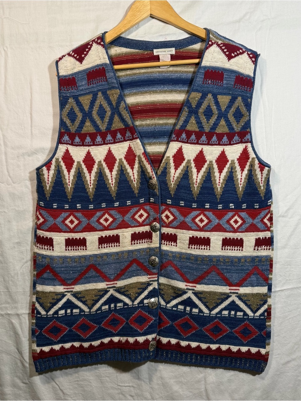 Vintage 90’s Women’s Southwestern Sweater Vest Large Grannycore Grandma